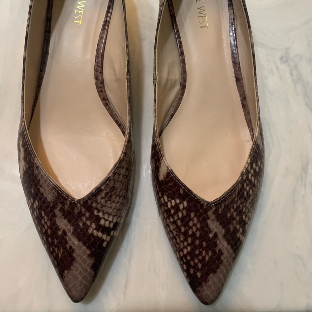 Nine West Snakeskin 1 inch Wedge Flats